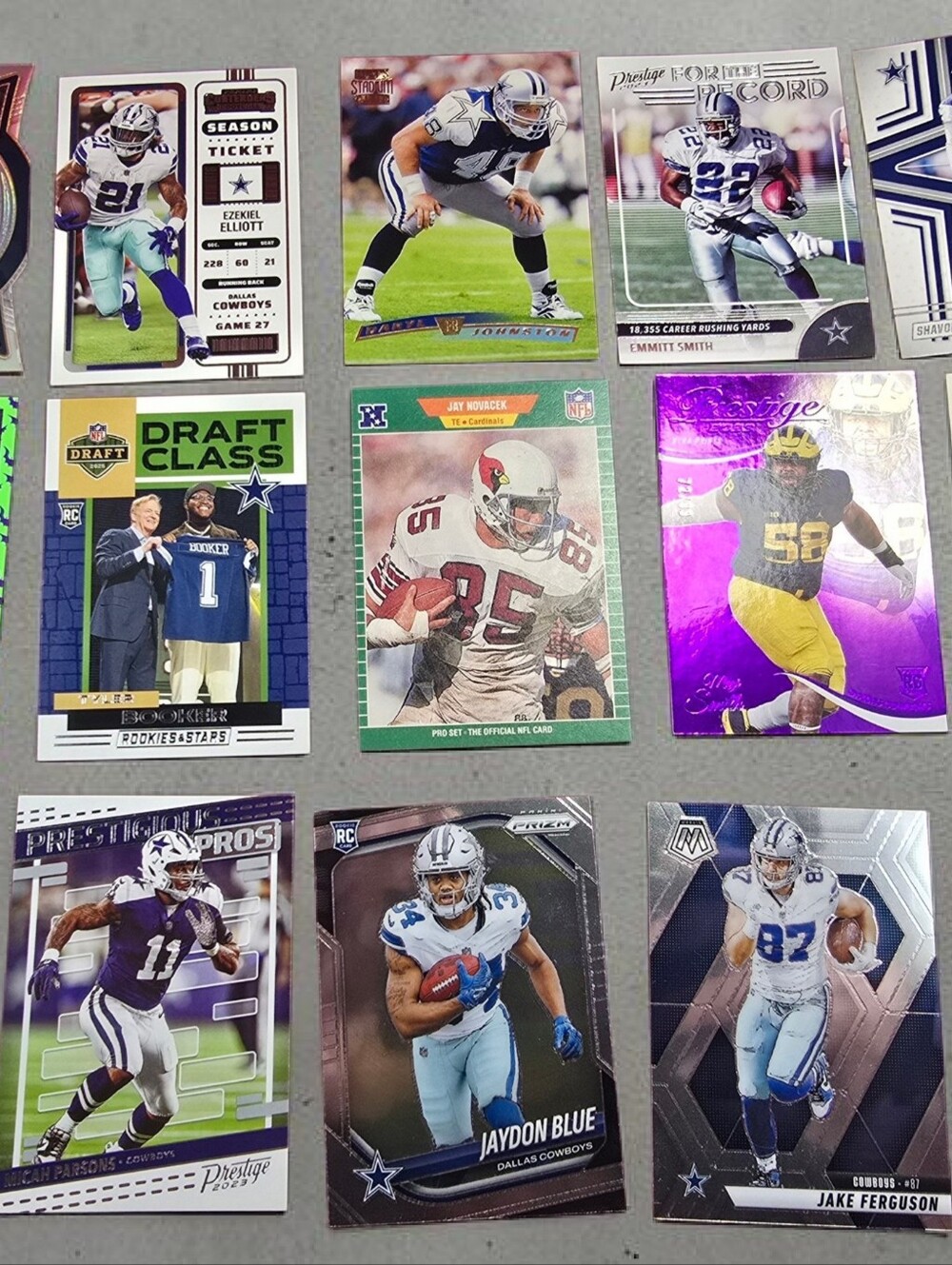 Dallas Cowboys Past And Present Team Football Card Set of 15.